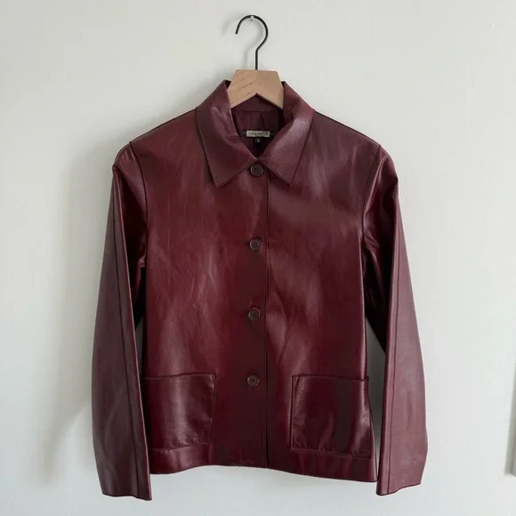 VINTAGE Rozae Nichols Maroon 100% Leather Jacket - SMALL - Picture 1 of 7